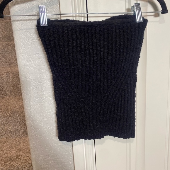 NBD Tara Boucle Knit Bustier black strapless ribbed sweater top - Picture 6 of 7
